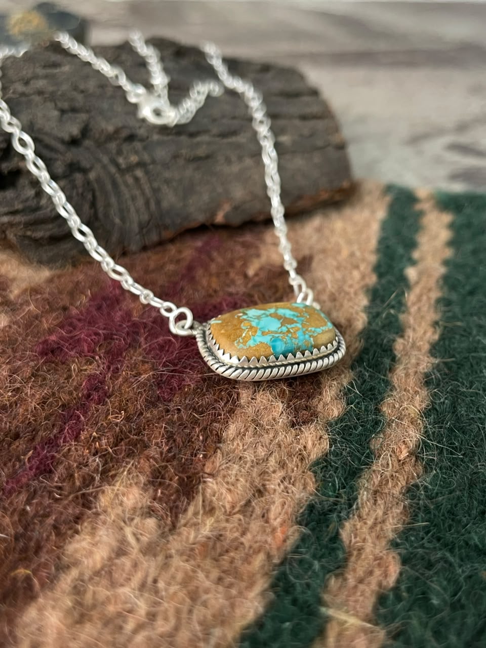 Handmade Sterling Silver Royston Turquoise Necklace Signed Nizhoni