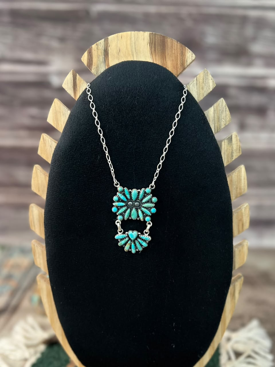 Handmade Sterling Silver Kingman Turquoise Necklace Signed Nizhoni