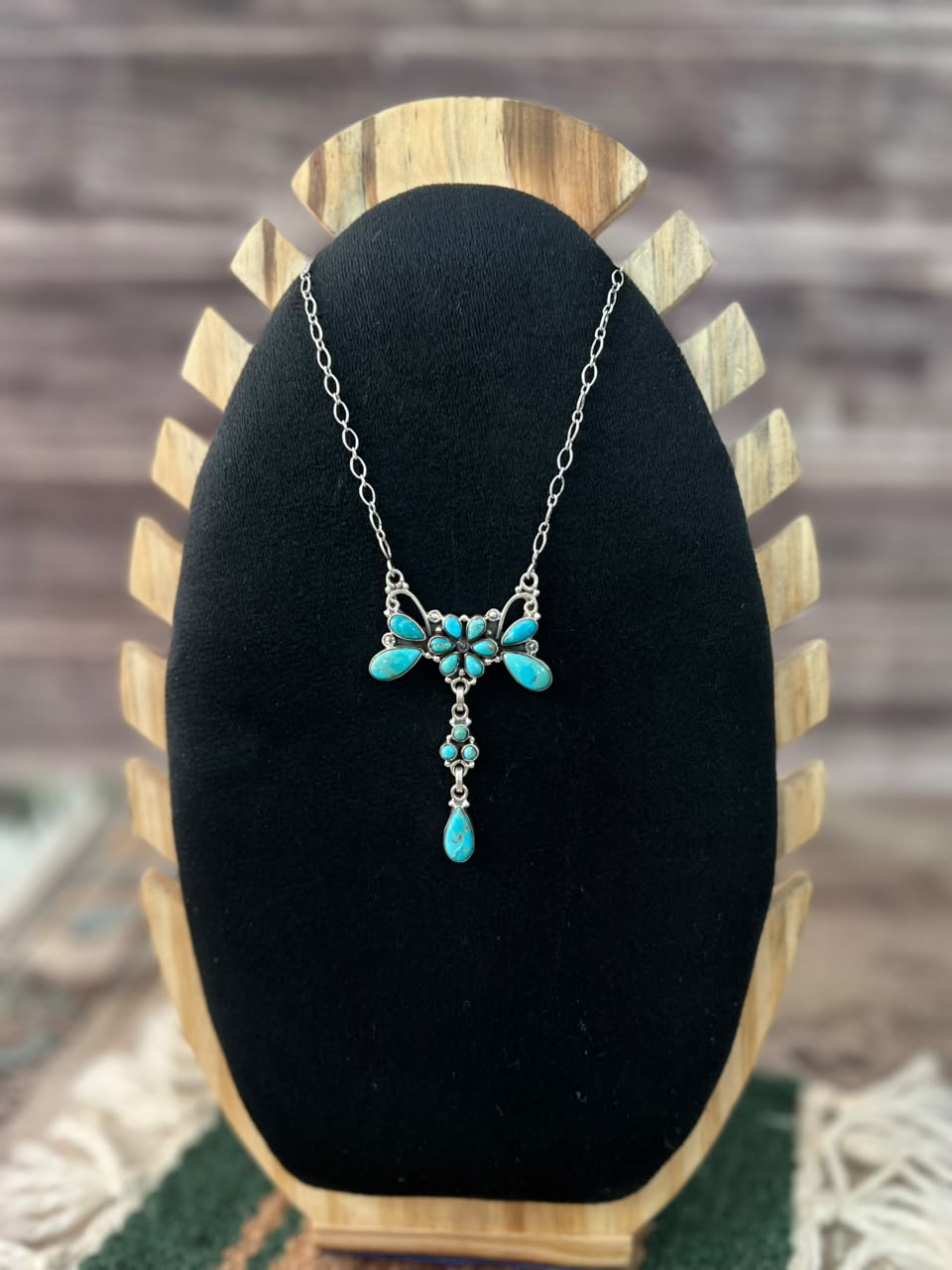 Handmade Sterling Silver Kingman Turquoise Necklace Signed Nizhoni