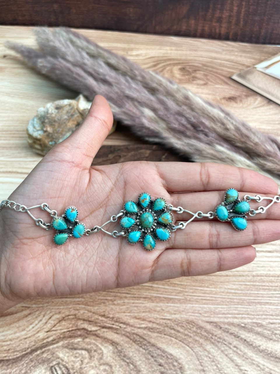 Handmade Sterling Silver Kingman Turquoise Choker Necklace Signed Nizhoni