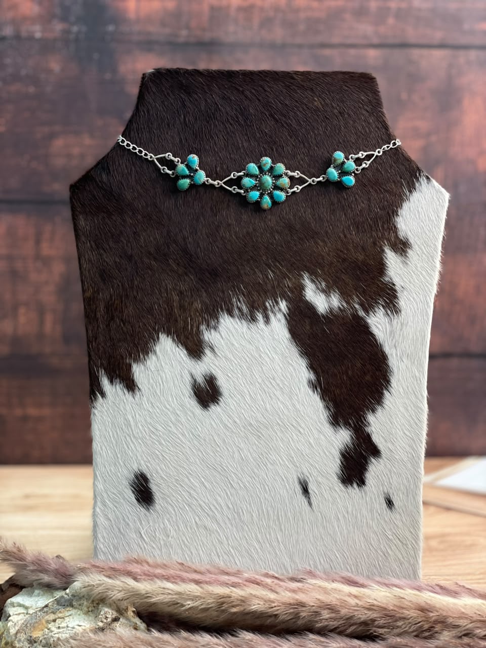 Handmade Sterling Silver Kingman Turquoise Choker Necklace Signed Nizhoni