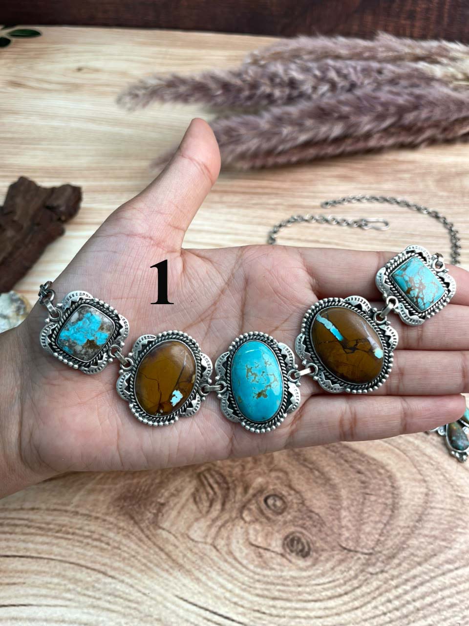 Handmade Sterling Silver Royston Turquoise Choker Necklace Signed Nizhoni