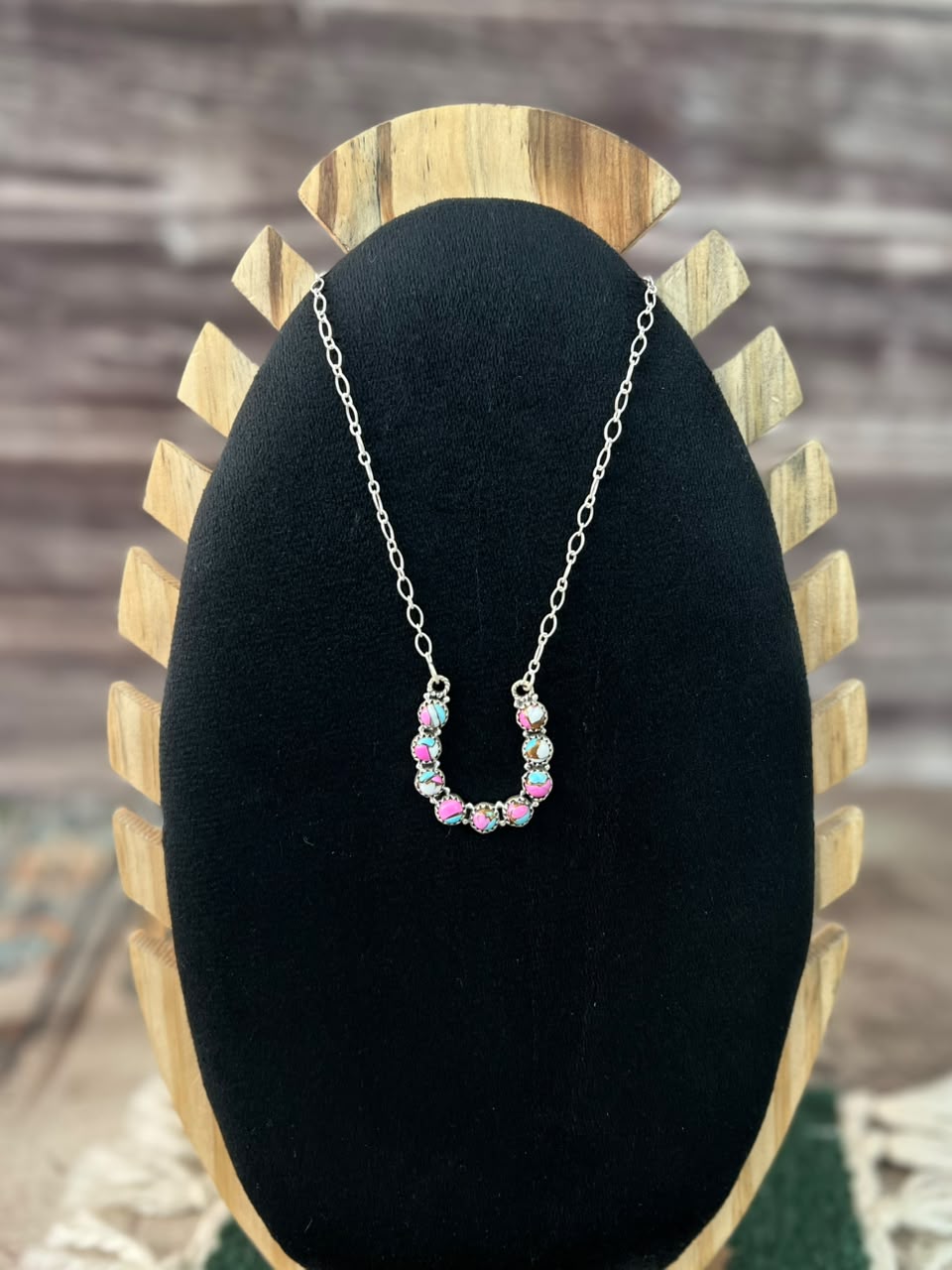 Handmade Sterling Silver Cotton Candy Necklace Signed Nizhoni