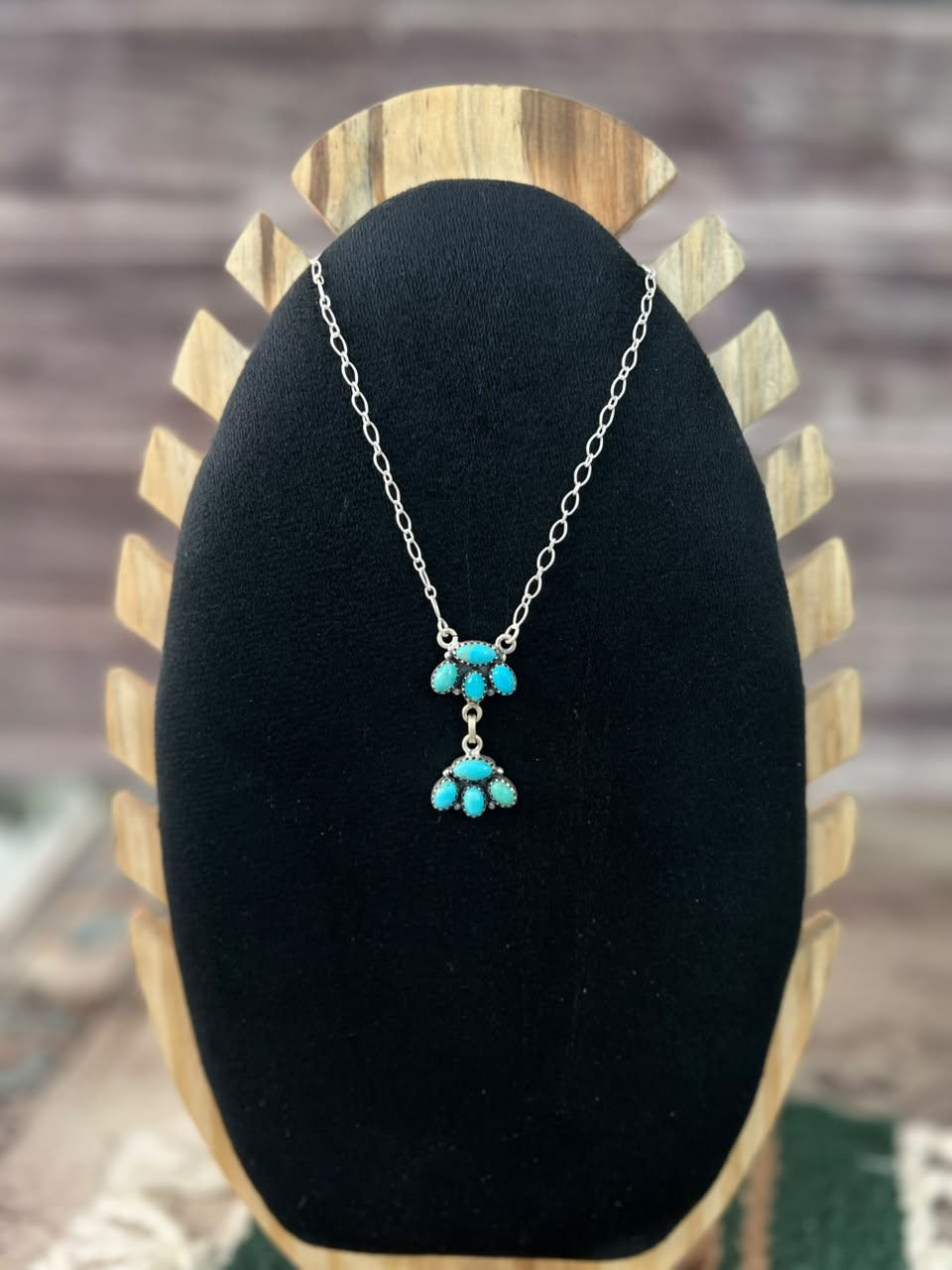 Handmade Sterling Silver Kingman Turquoise Necklace Signed Nizhoni