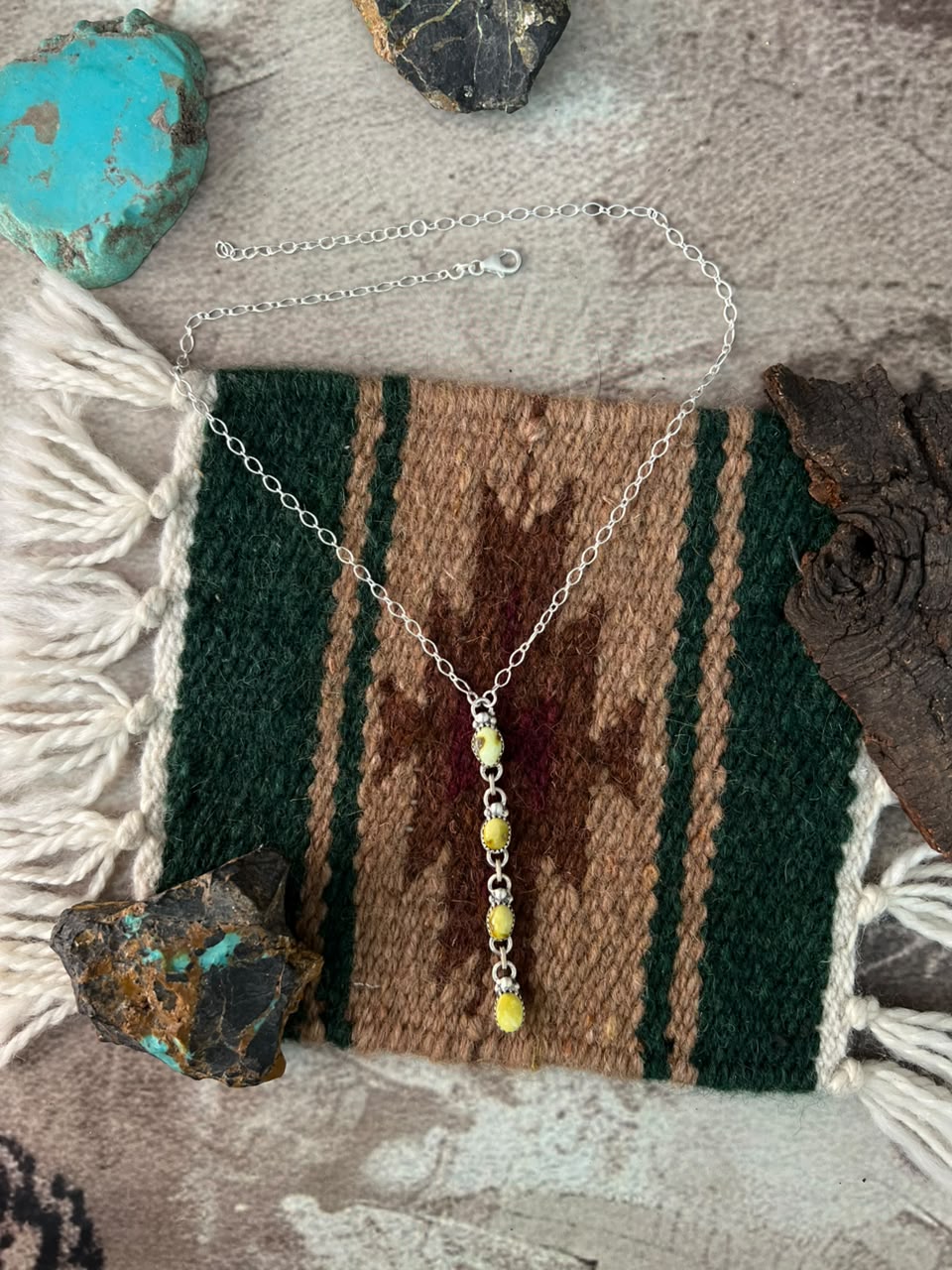 Handmade Sterling Silver Palomino Turquoise Necklace Signed Nizhoni