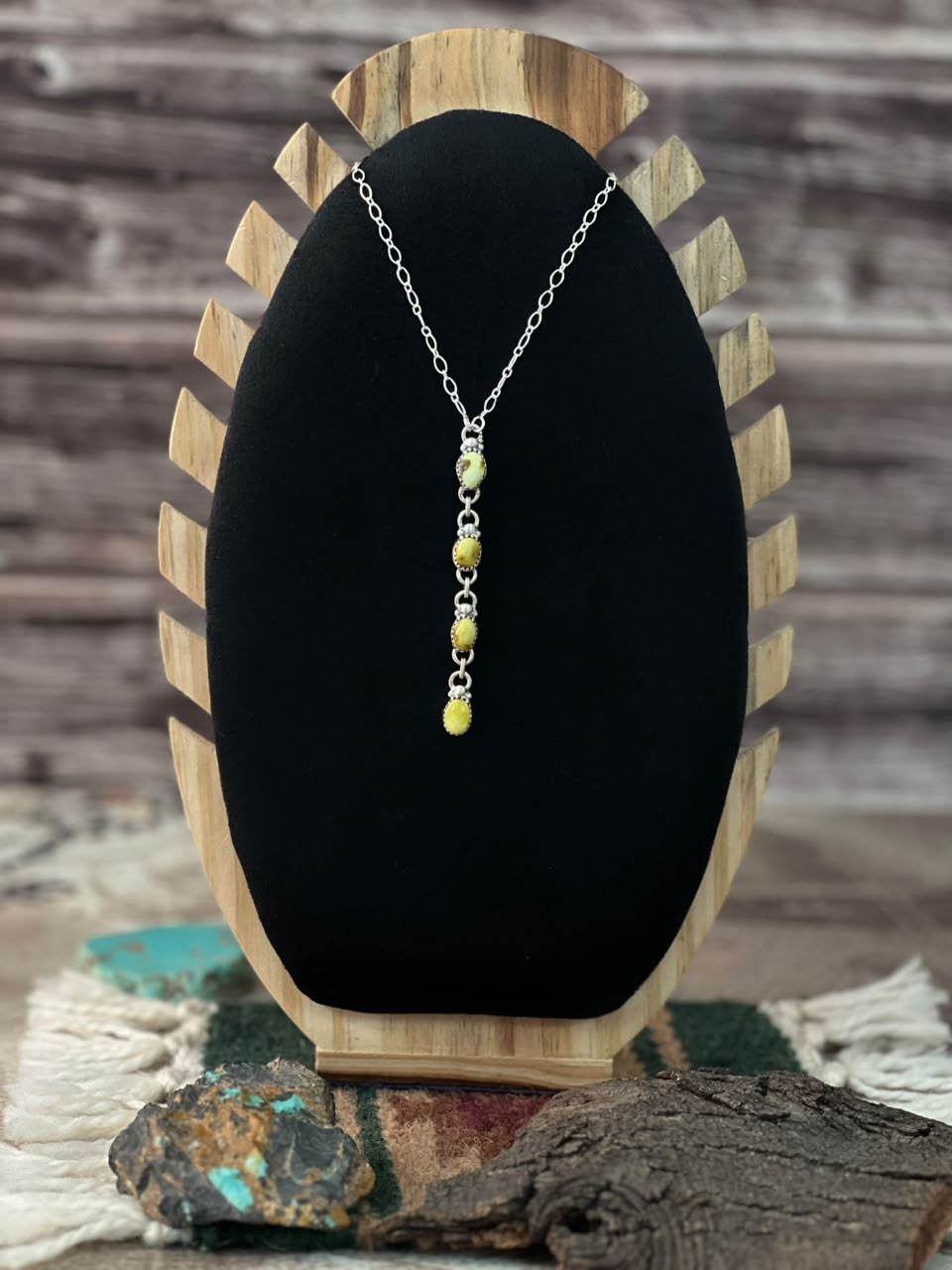 Handmade Sterling Silver Palomino Turquoise Necklace Signed Nizhoni