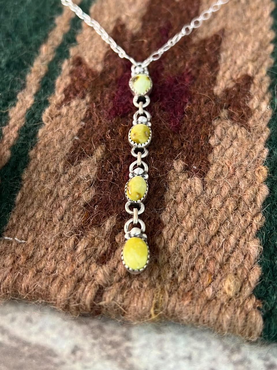 Handmade Sterling Silver Palomino Turquoise Necklace Signed Nizhoni