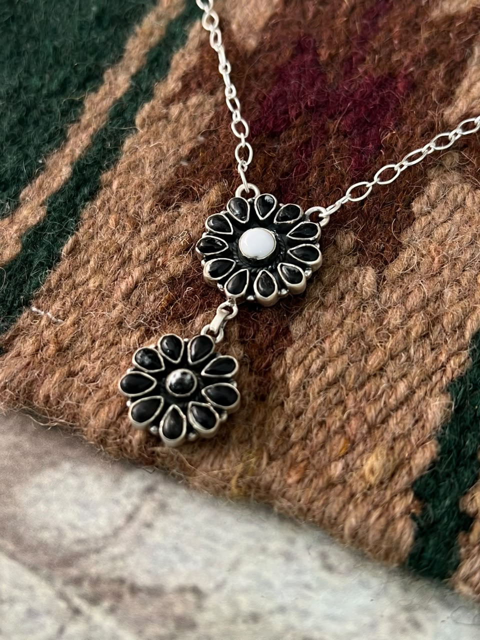 Handmade Sterling Silver White Buffalo Necklace Signed Nizhoni