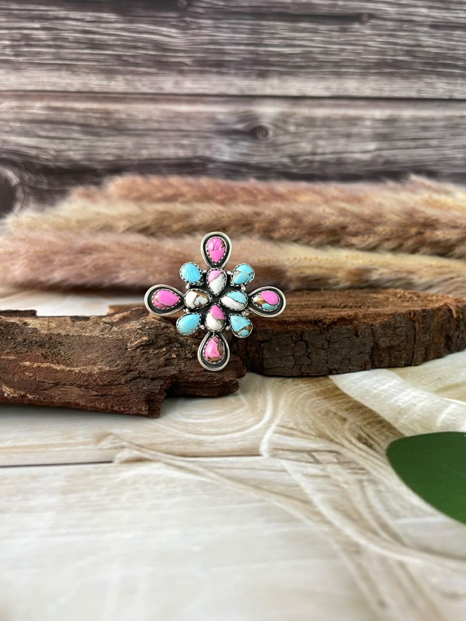 Handmade Sterling Silver Cotton Candy Adjustable Ring Signed Nizhoni