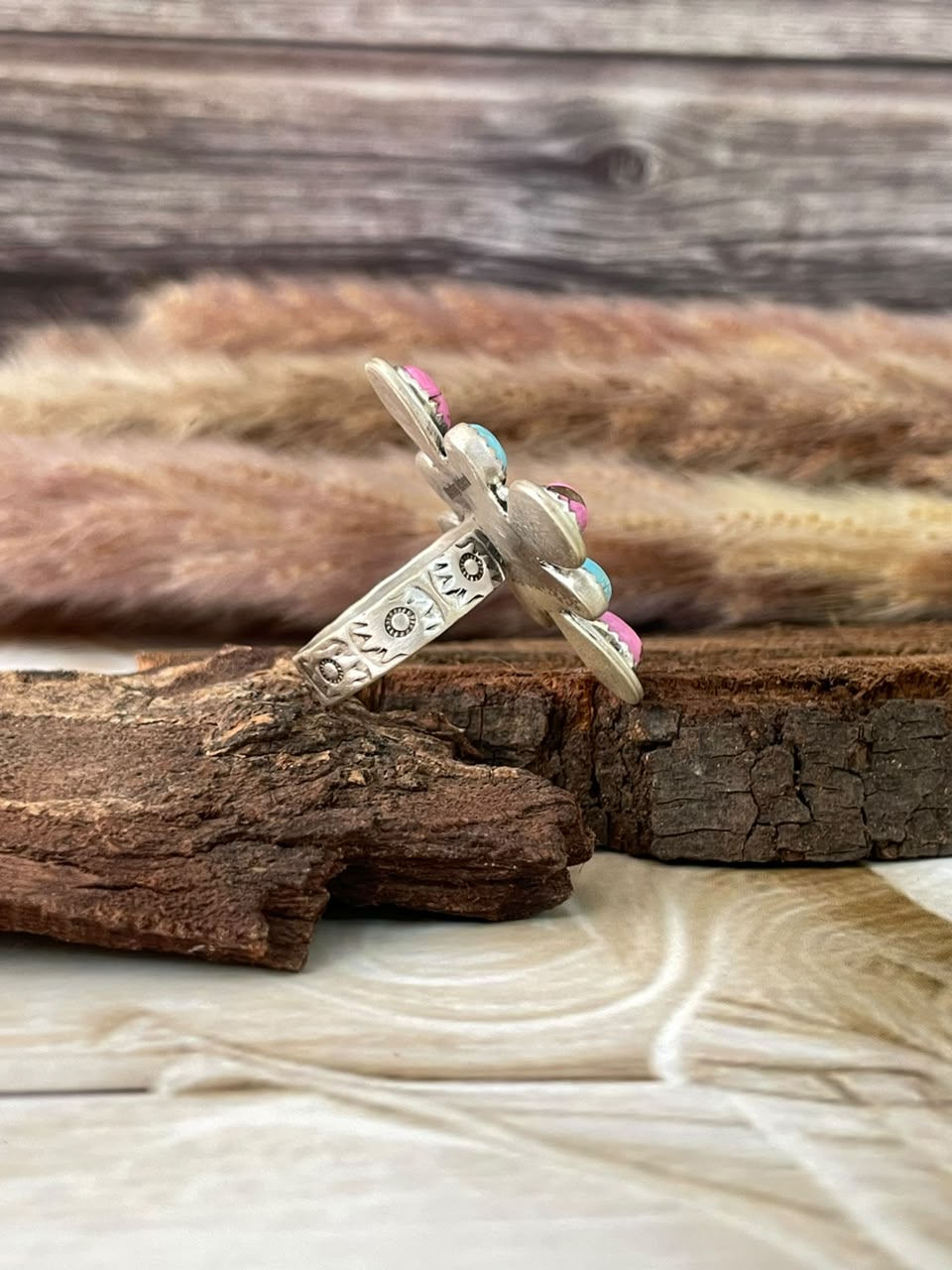 Handmade Sterling Silver Cotton Candy Adjustable Ring Signed Nizhoni