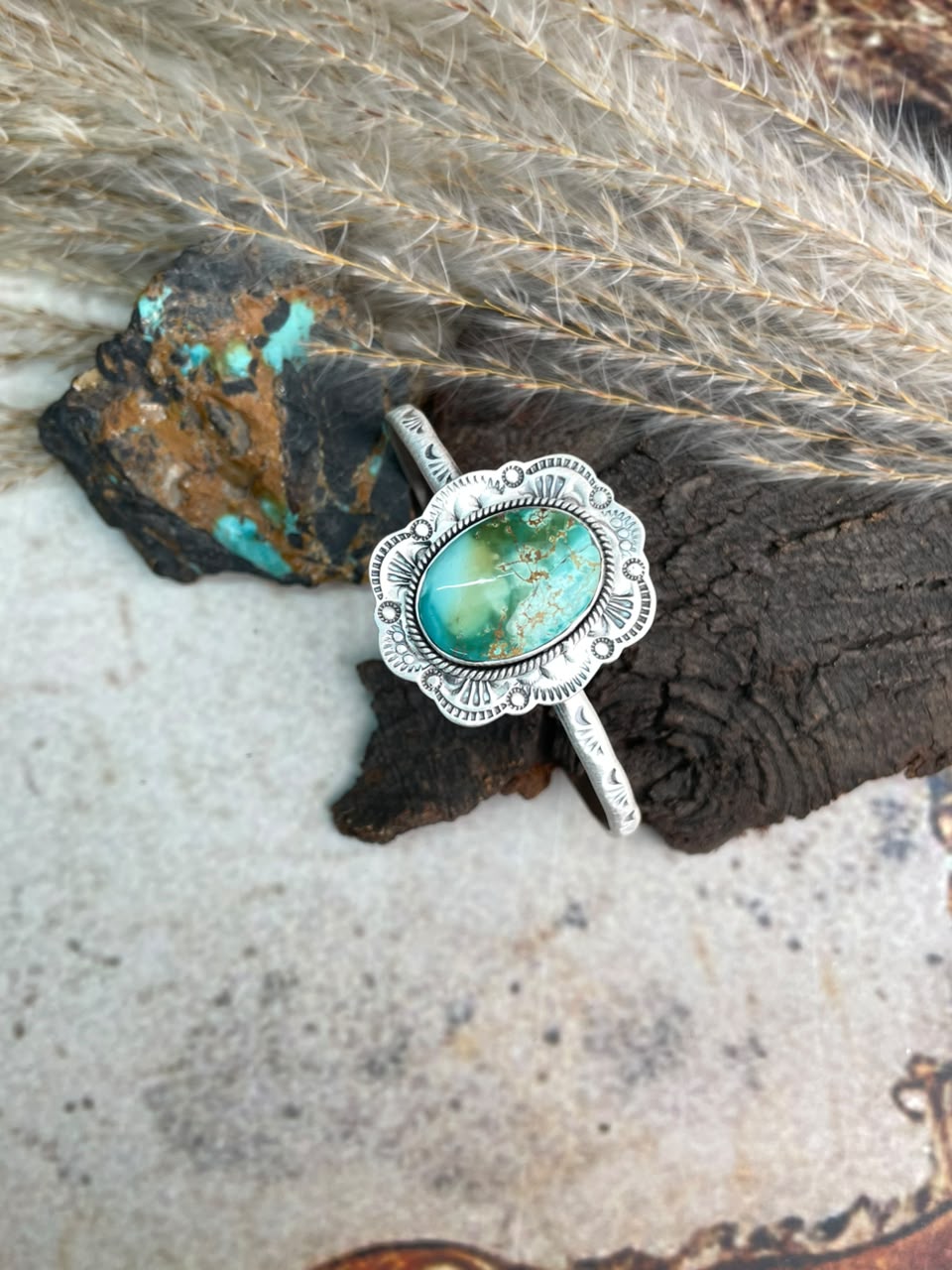 Handmade Sterling Silver Royston Turquoise Cuff Bracelet Signed Nizhoni