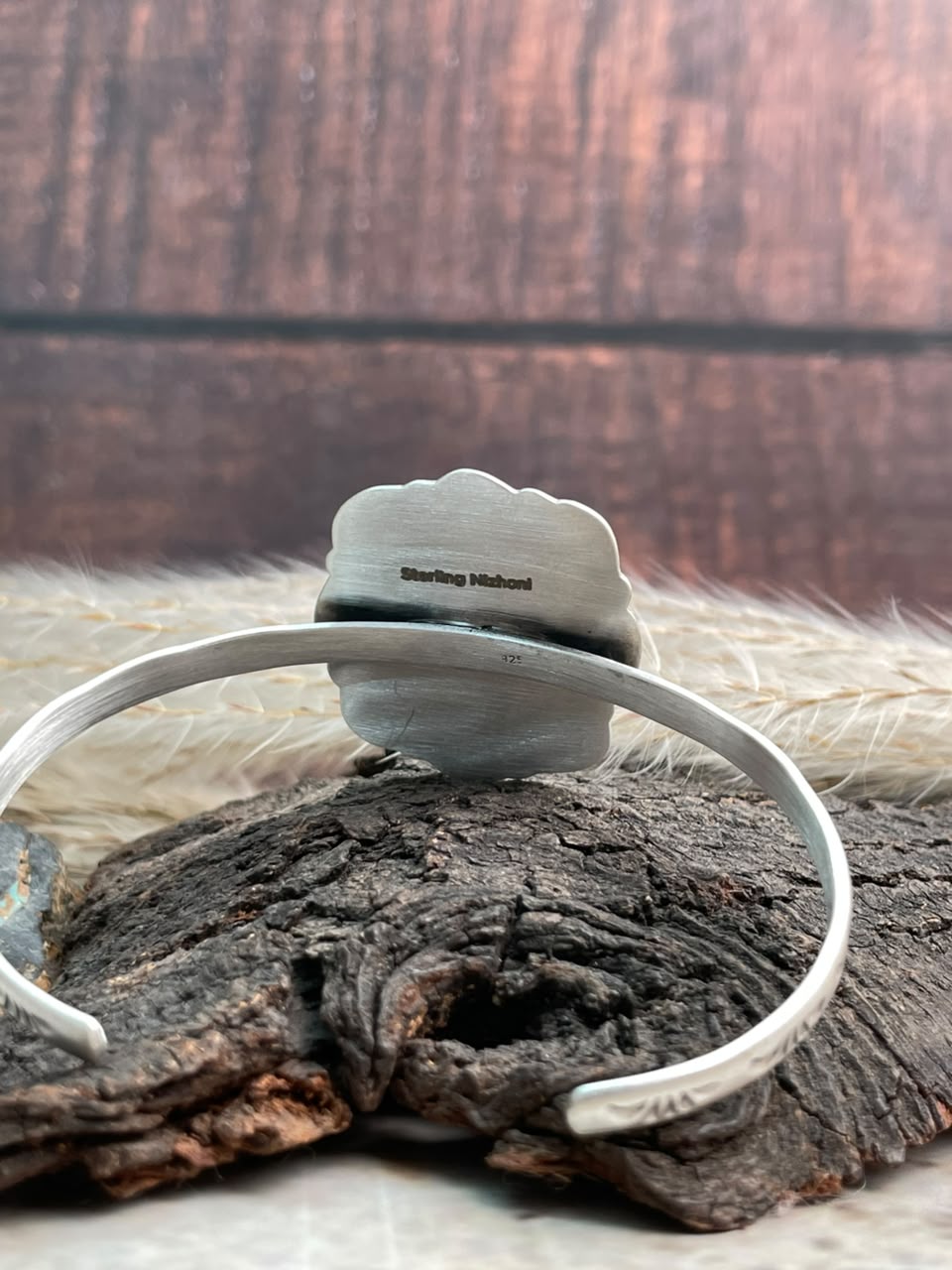 Handmade Sterling Silver Royston Turquoise Cuff Bracelet Signed Nizhoni