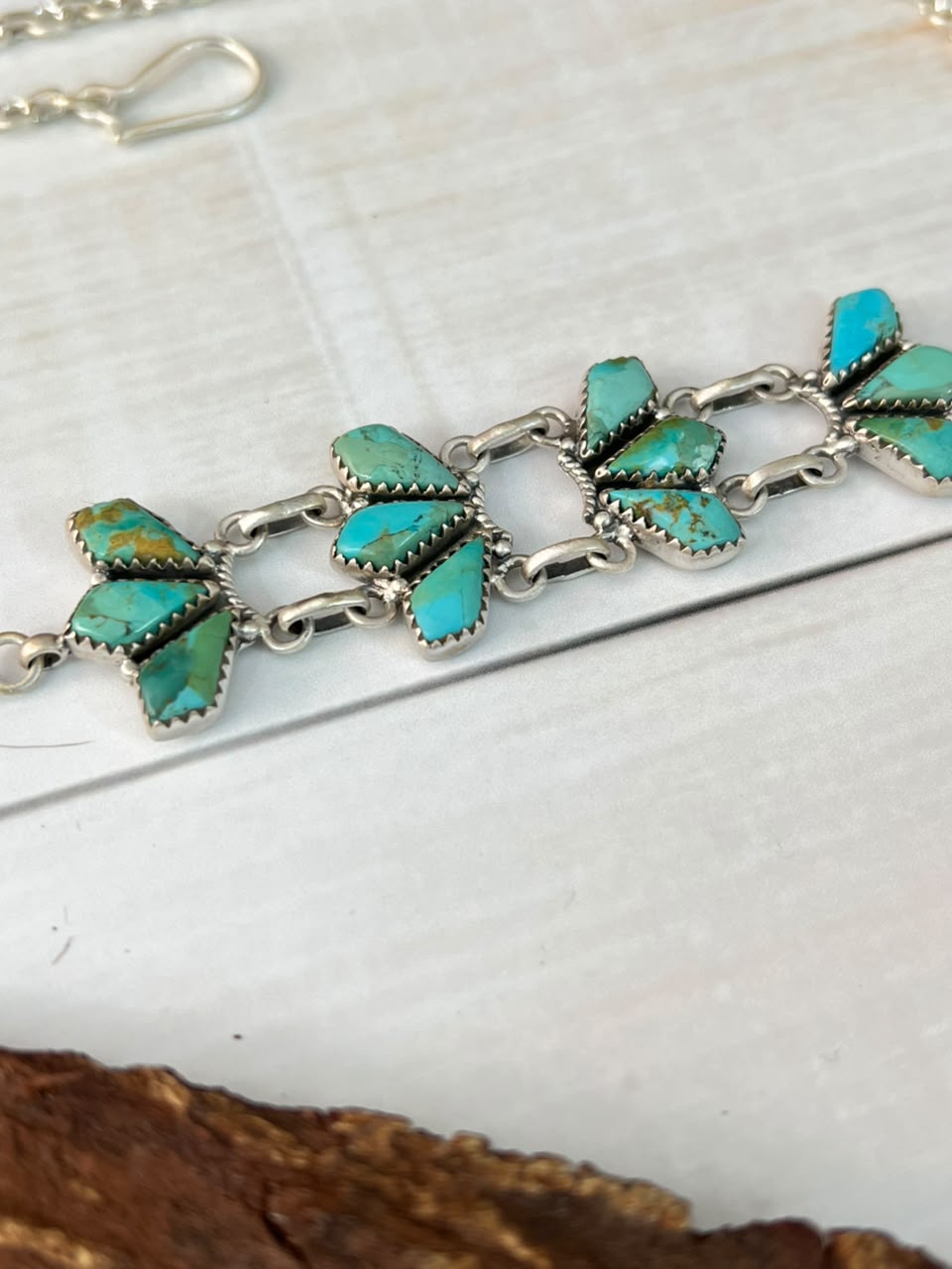 Handmade Sterling Silver Kingman Turquoise Choker Necklace Signed Nizhoni