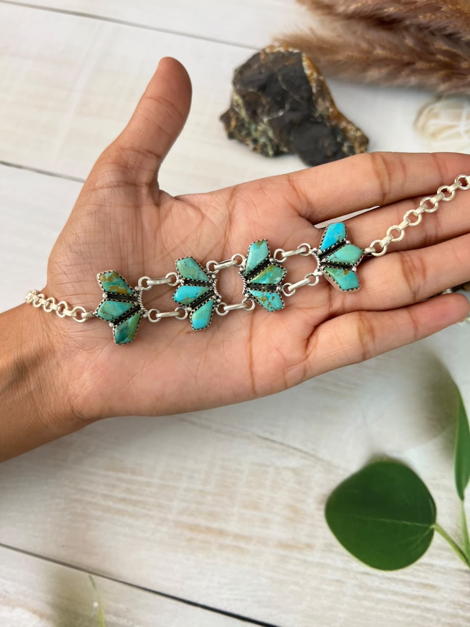 Handmade Sterling Silver Kingman Turquoise Choker Necklace Signed Nizhoni