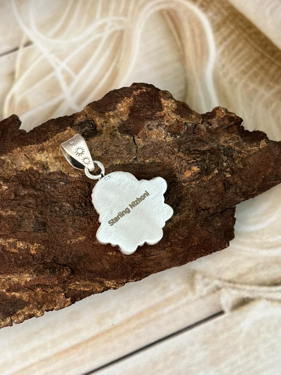 Handmade Sterling Silver Palomino with Kingman Turquoise Pendant Signed Nizhoni