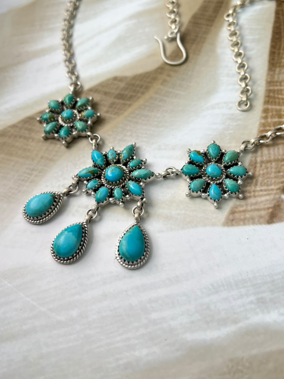 Handmade Sterling Silver Kingman Turquoise Necklace Signed Nizhoni (4)