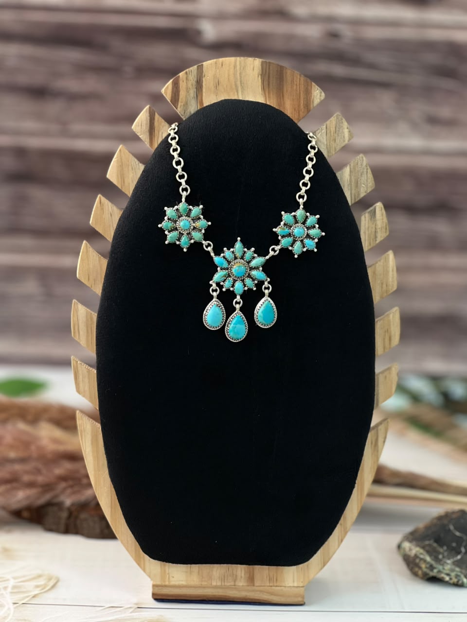 Handmade Sterling Silver Kingman Turquoise Necklace Signed Nizhoni (4)
