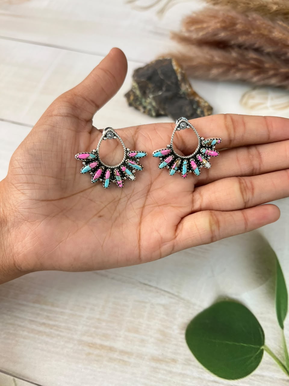 Handmade Sterling Silver Cotton Candy Post Studs Earrings Signed Nizhoni