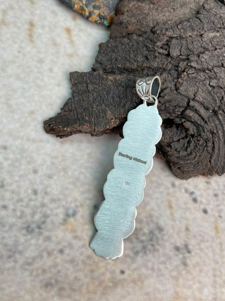 Handmade Sterling Silver Wildhorse Magnesite Pendant Signed Nizhoni