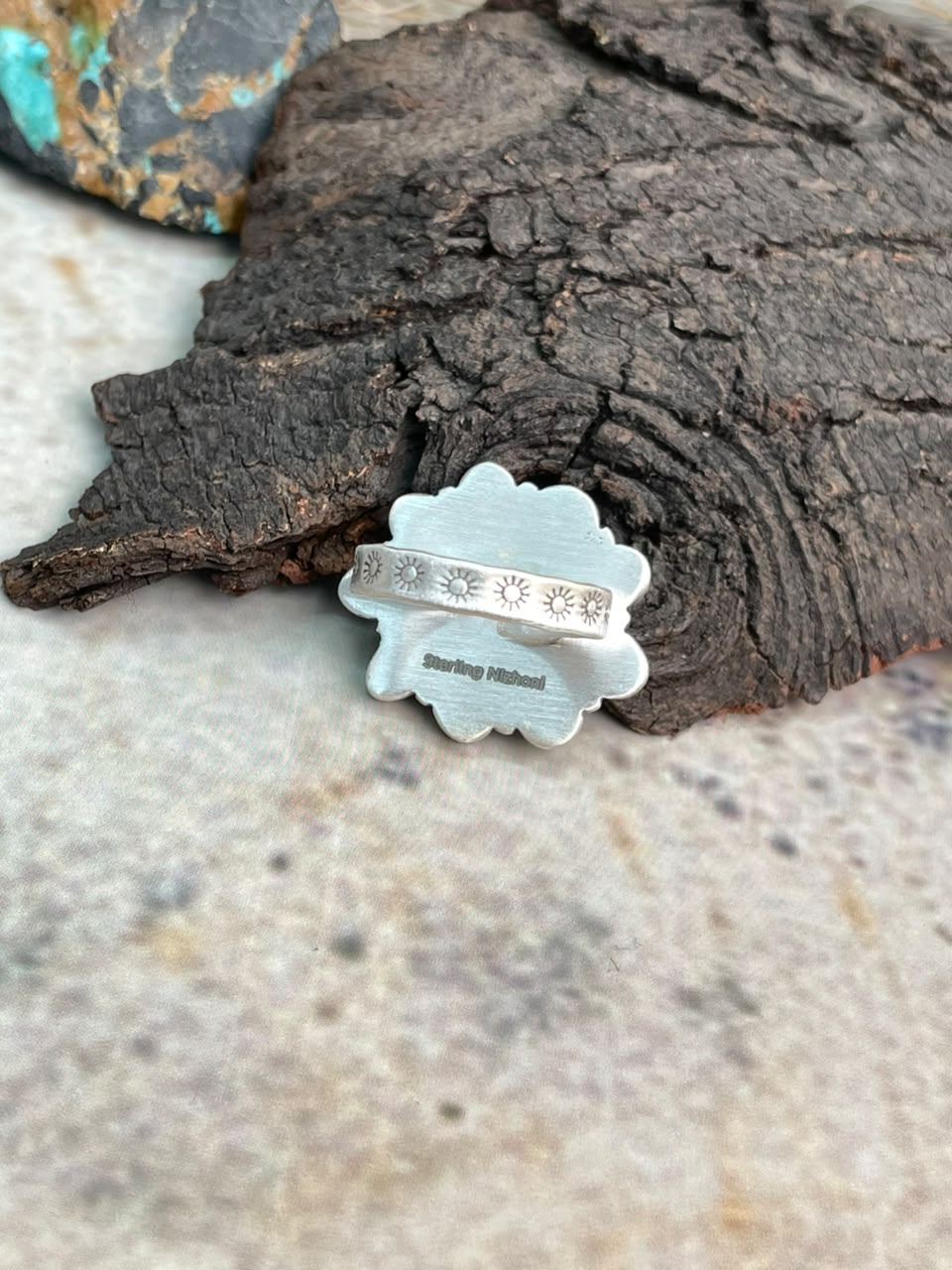 Handmade Sterling Silver Palomino with Sierra Bella Turquoise Adjustable Ring Signed Nizhoni