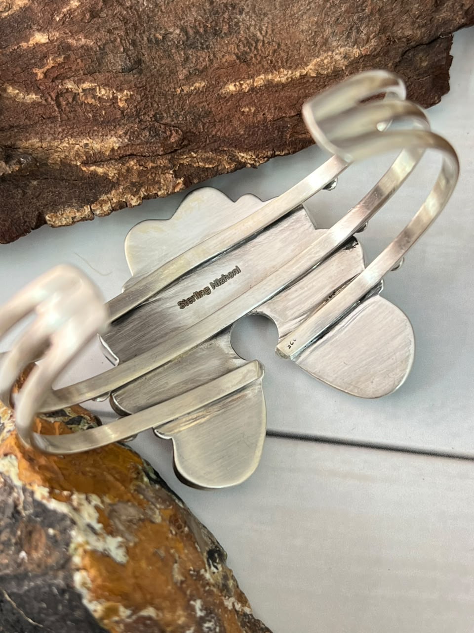 Handmade Sterling Silver Sierra Nevada Cuff Bracelet Signed Nizhoni
