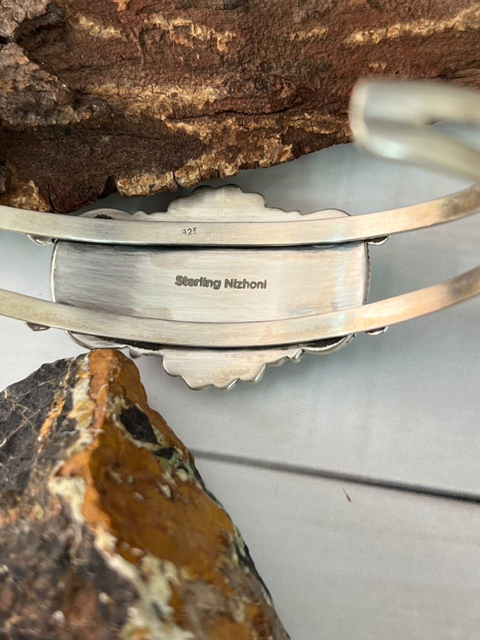 Handmade Sterling Silver Ithaca Peak Turquoise Cuff Bracelet Signed Nizhoni