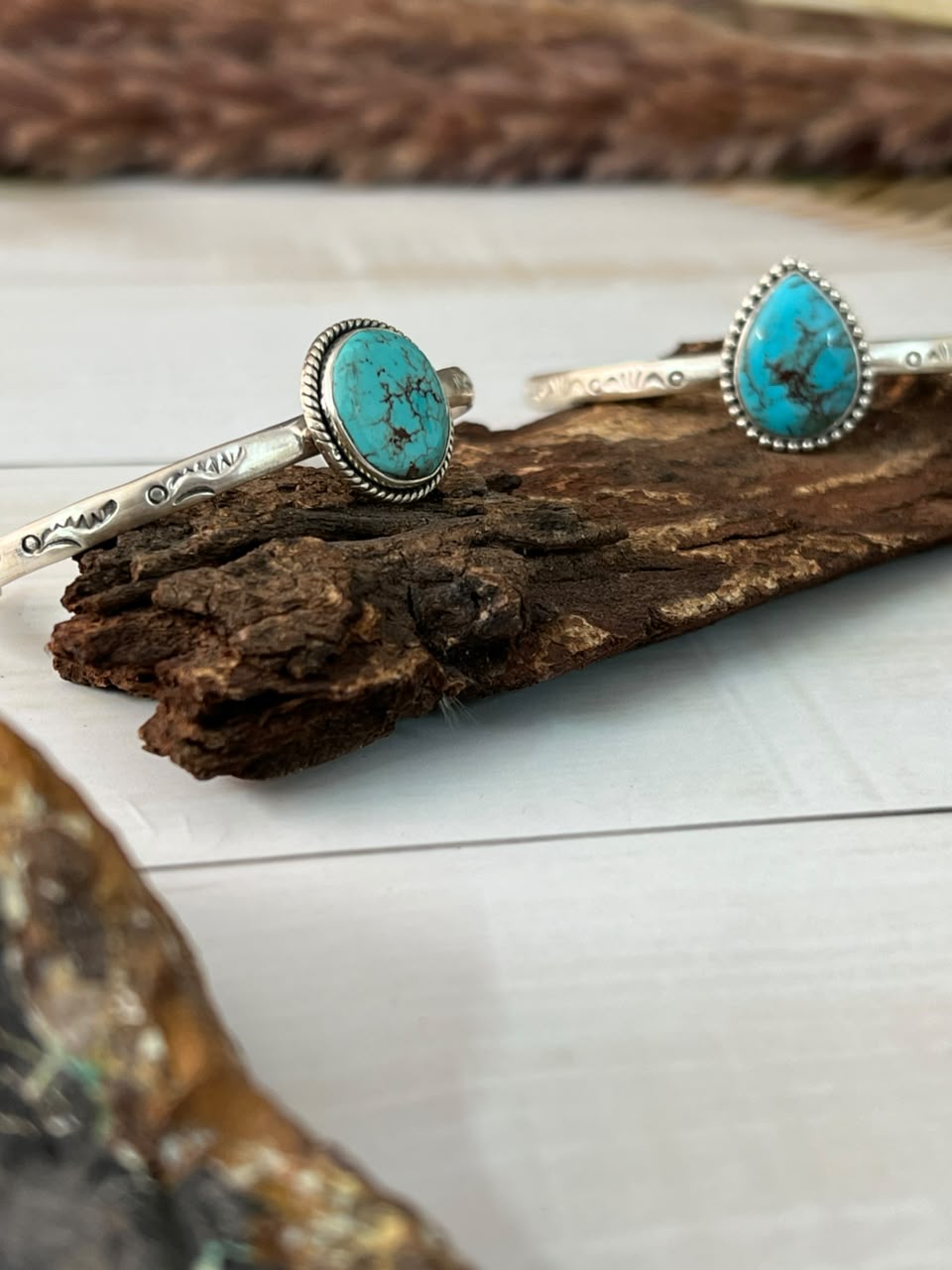 Handmade Sterling Silver Egyptian Turquoise Cuff Bracelet Signed Nizhoni