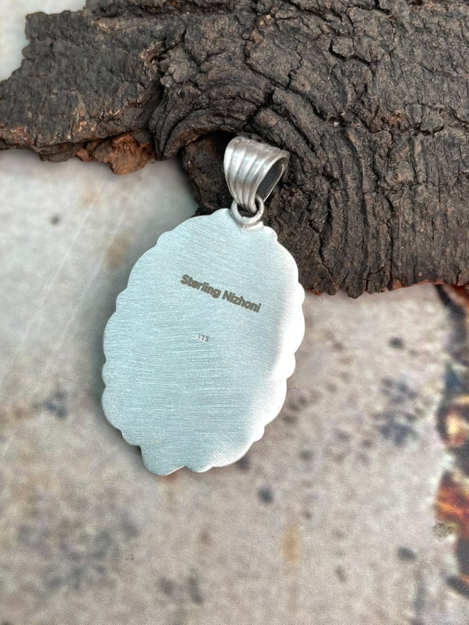 Handmade Sterling Silver Royston Ribbon Turquoise Collection: Pendant Signed Nizhoni