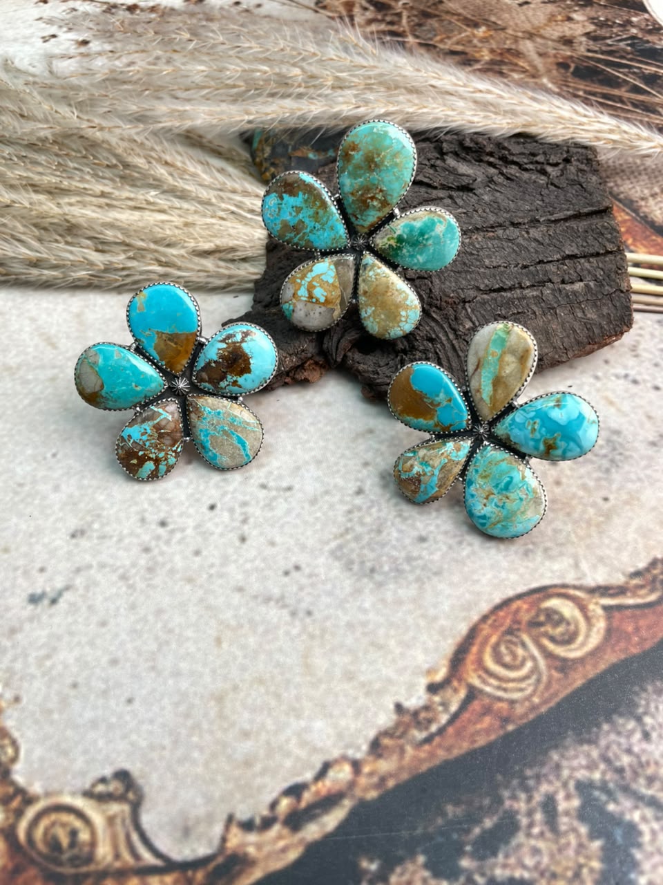 Handmade Sterling Silver Royston Ribbon Turquoise Collection: Adjustable Ring Signed Nizhoni