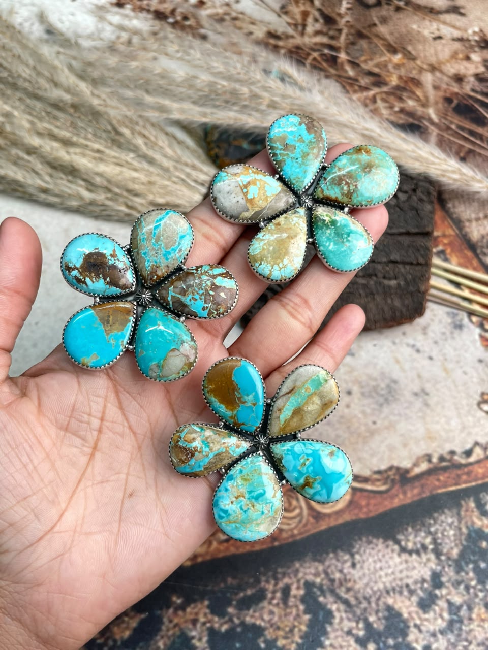 Handmade Sterling Silver Royston Ribbon Turquoise Collection: Adjustable Ring Signed Nizhoni
