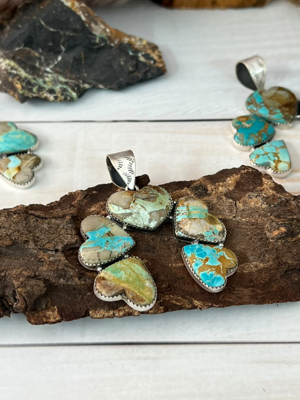 Handmade Sterling Silver Royston Ribbon Turquoise Collection: Pendant Signed Nizhoni