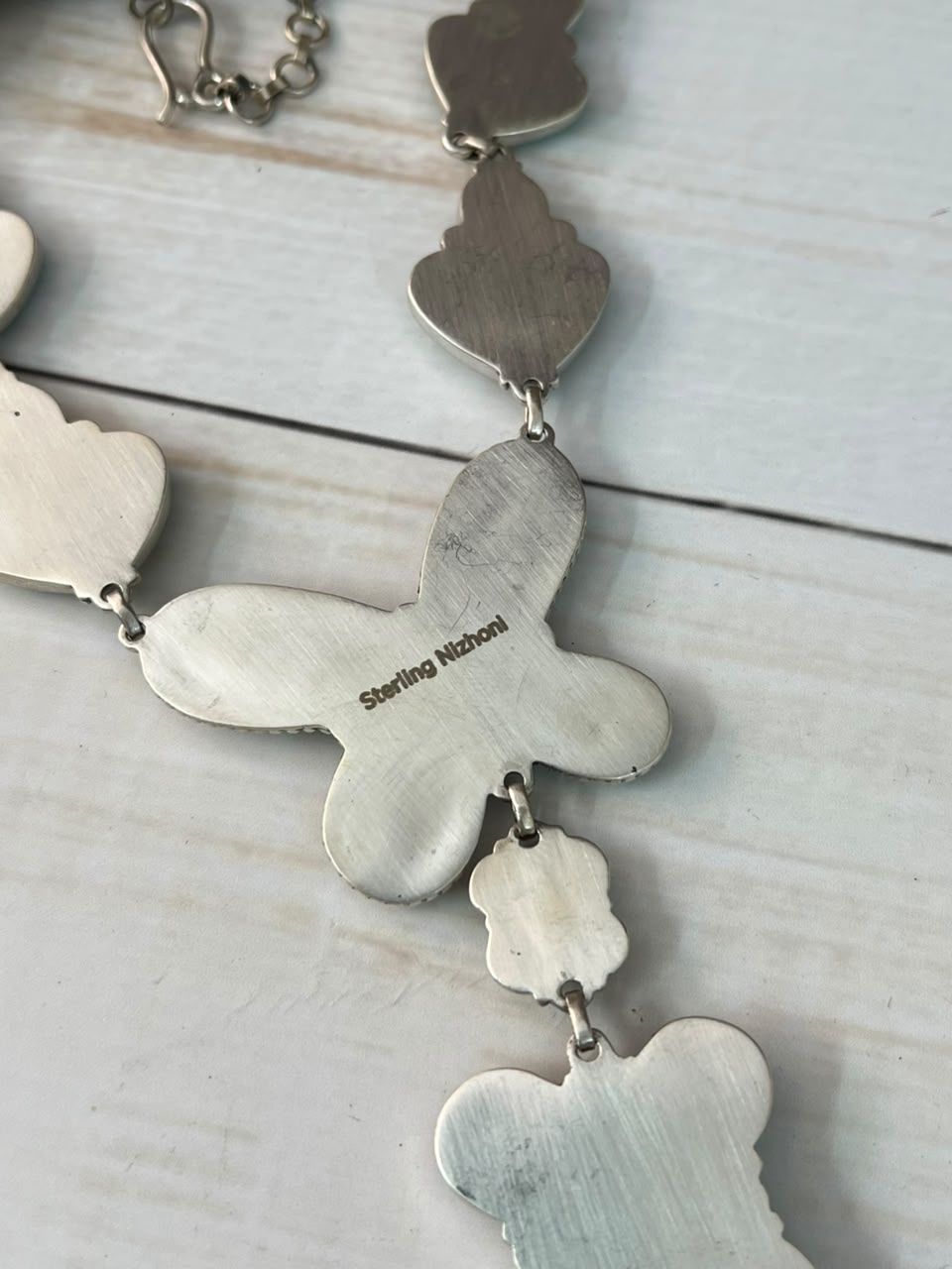 Handmade Sterling Silver Royston Ribbon Turquoise Collection: Drop Necklace Signed Nizhoni