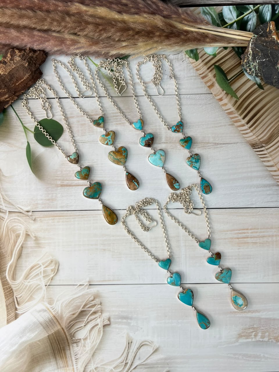 Handmade Sterling Silver Royston Ribbon Turquoise Collection: Drop Necklace Signed Nizhoni