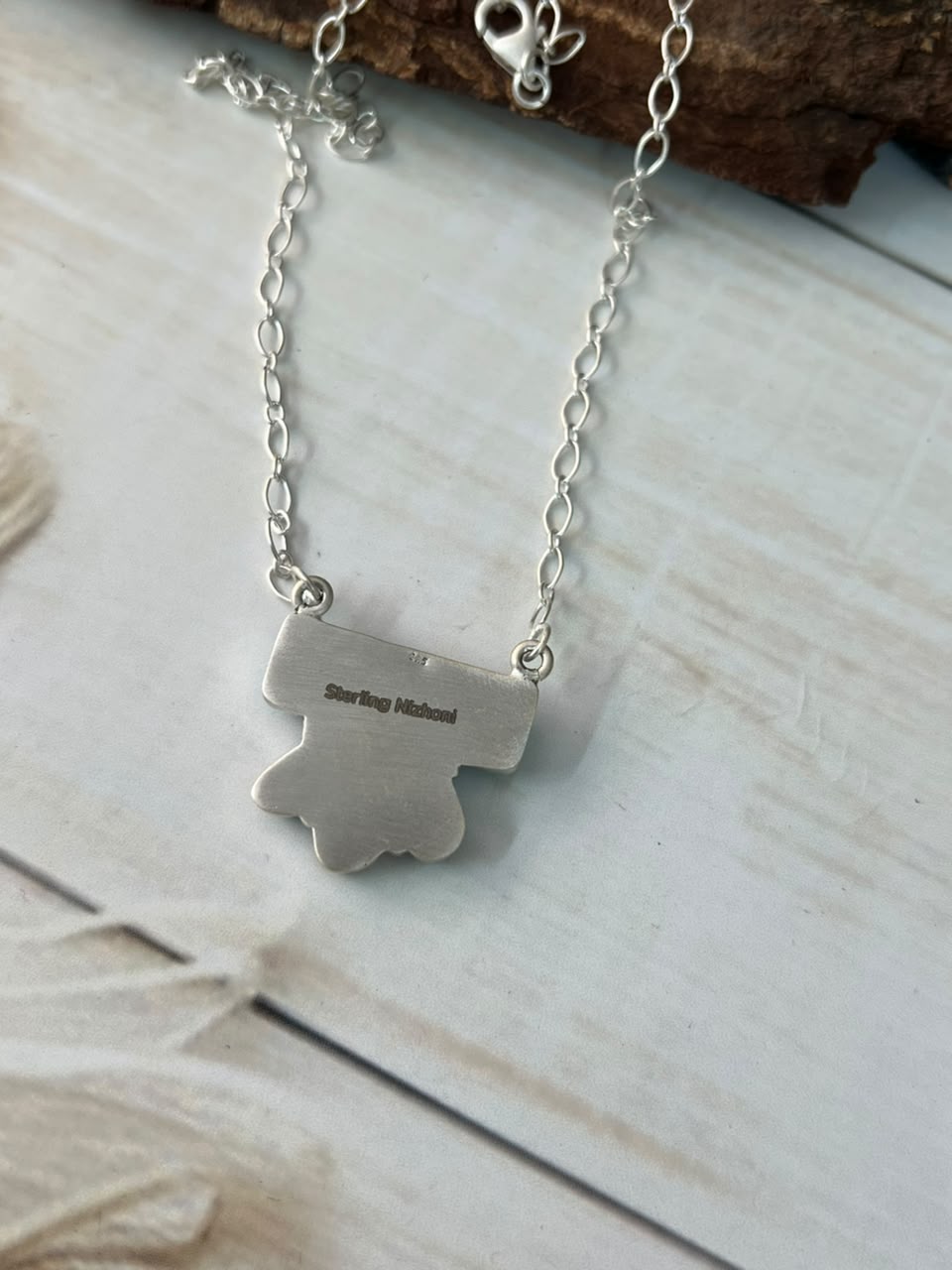 Handmade Sterling Silver Palomino with Kingman Turquoise Necklace Signed Nizhoni