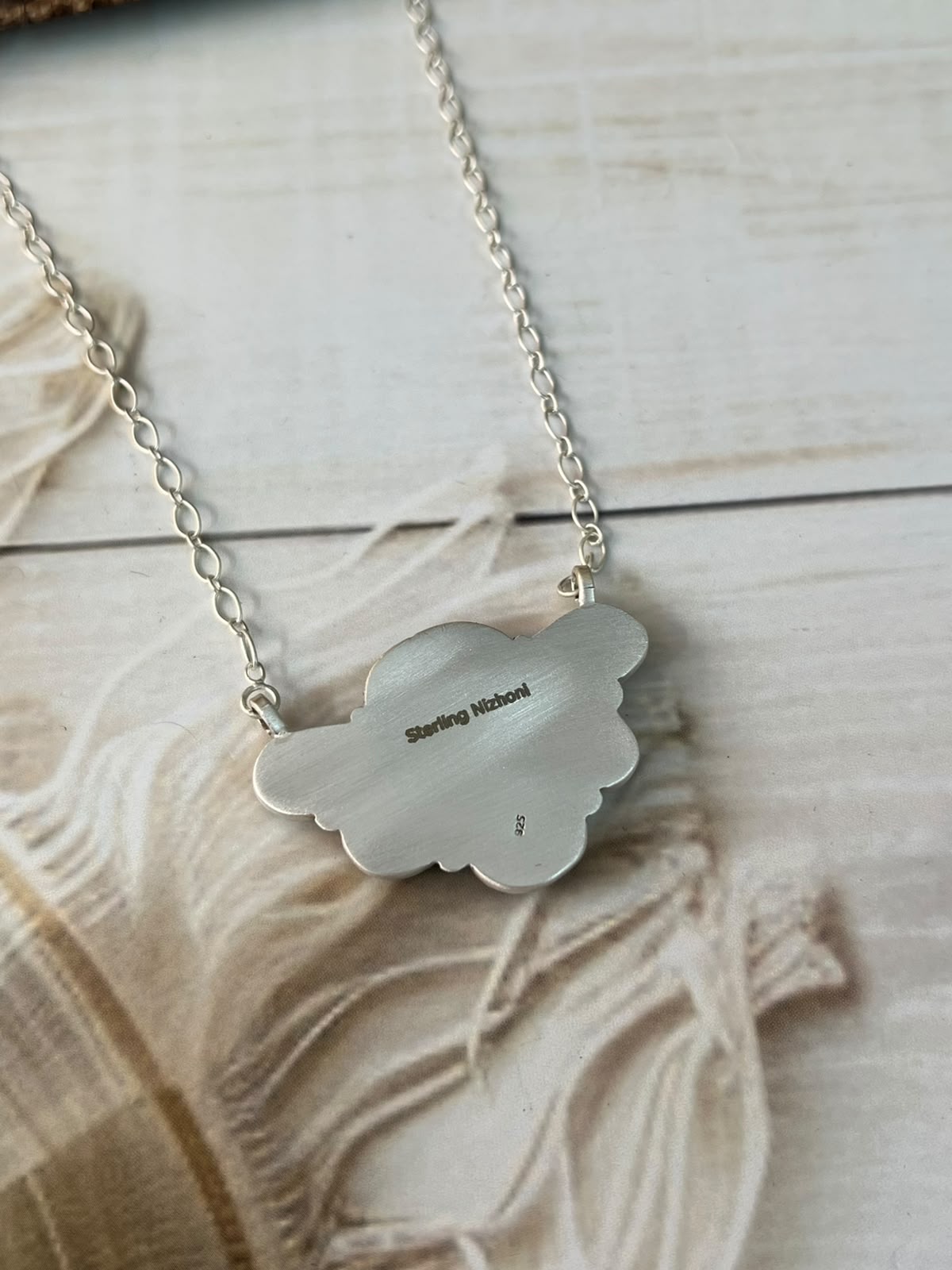 Handmade Sterling Silver Golden Hills Turquoise Necklace Signed Nizhoni