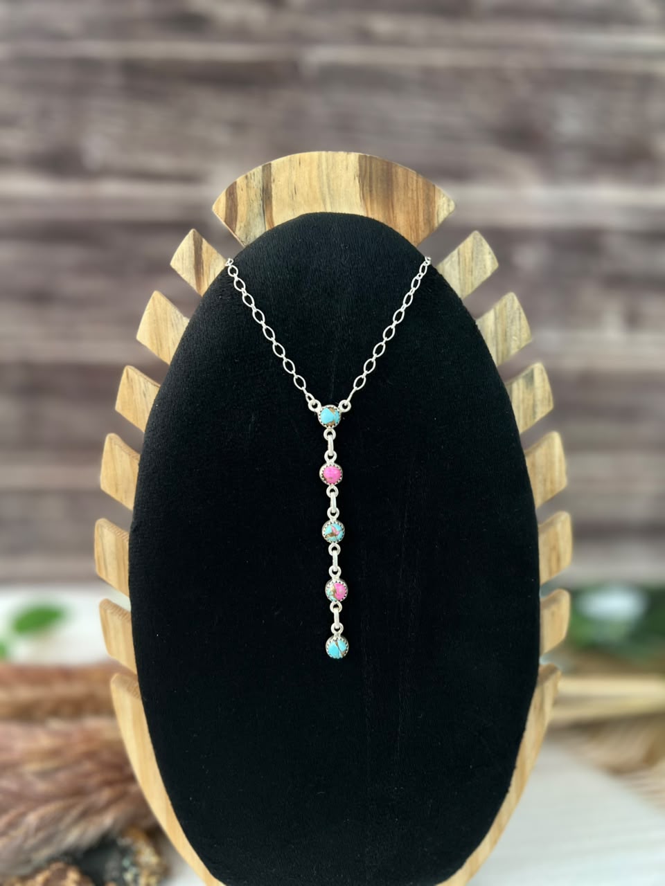 Handmade Sterling Silver Cotton Candy Drop Necklace Signed Nizhoni (6)