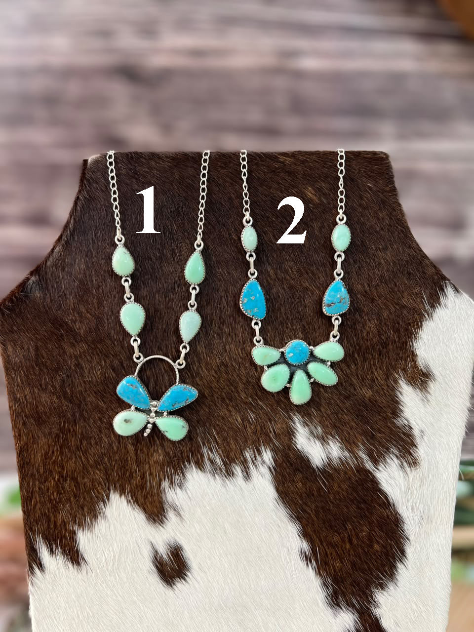 Handmade Sterling Silver Paloma with Blue Kingman Turquoise Necklace Signed Nizhoni