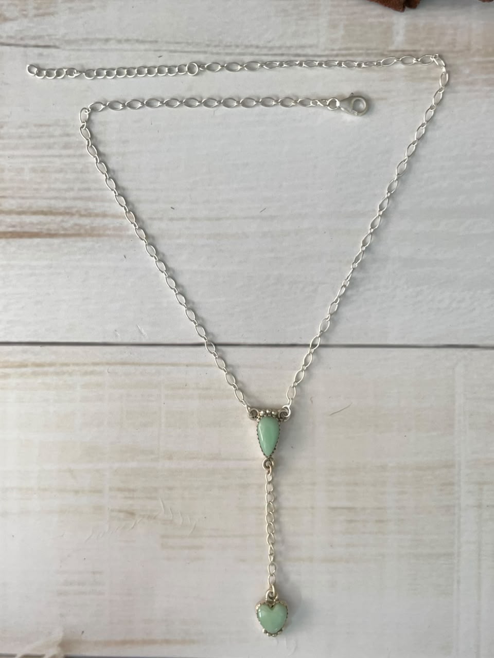 Handmade Sterling Silver Paloma Turquoise Drop Necklace Signed Nizhoni