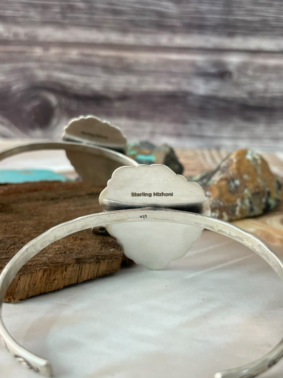 Handmade Sterling Silver Egyptian Turquoise Cuff Bracelet Signed Nizhoni