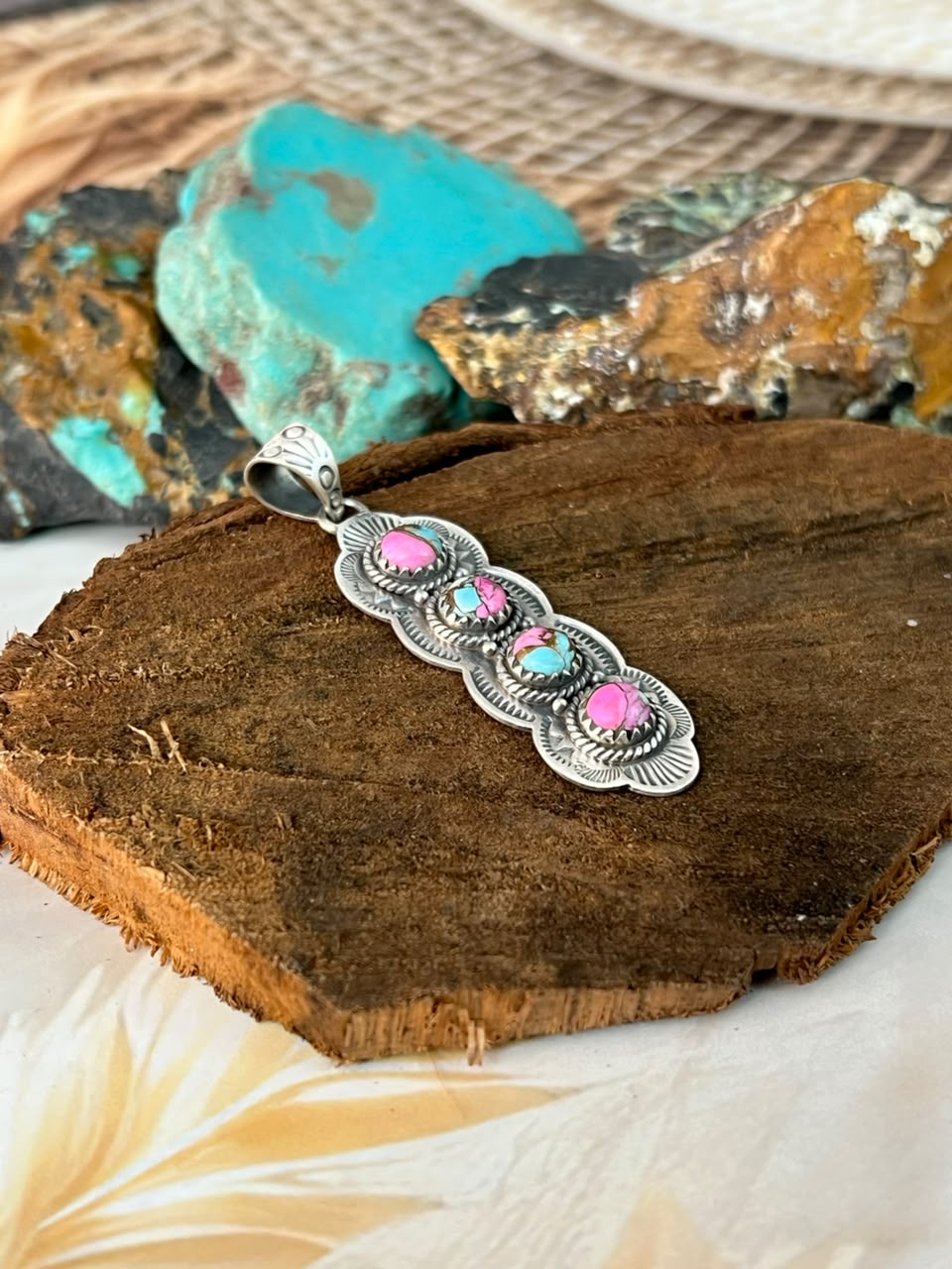 Handmade Sterling Silver Cotton Candy Pendant Signed Nizhoni