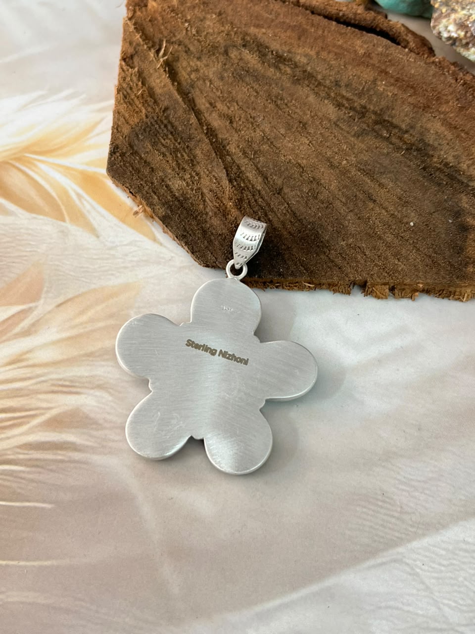 Handmade Sterling Silver Carico Lake Turquoise Pendant Signed Nizhoni