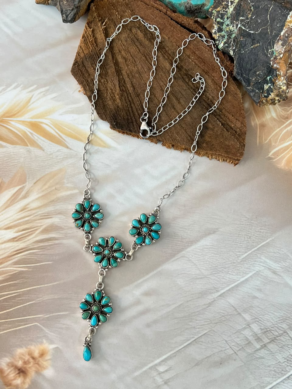 Handmade Sterling Silver Kingman Turquoise Necklace Signed Nizhoni