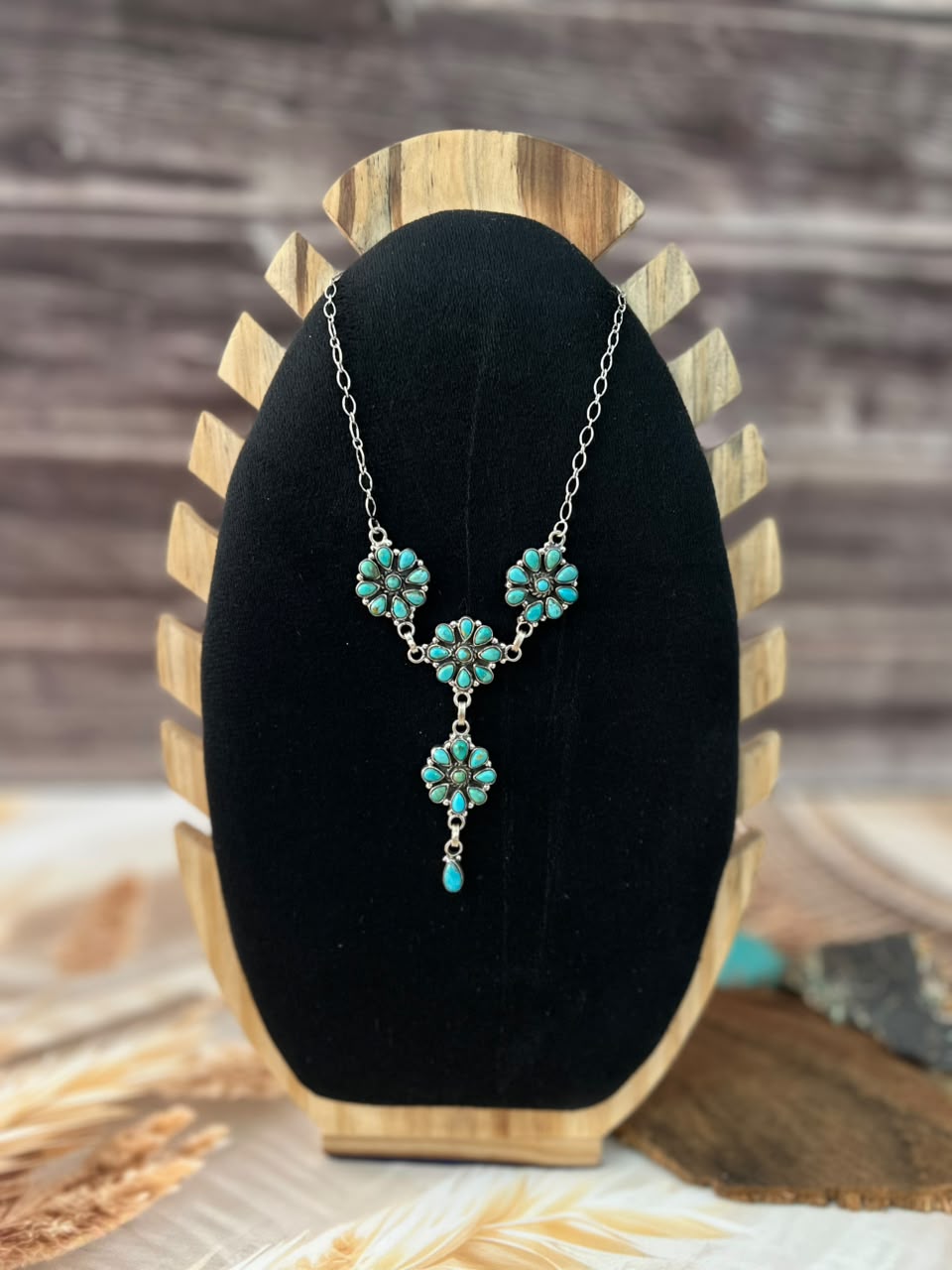 Handmade Sterling Silver Kingman Turquoise Necklace Signed Nizhoni