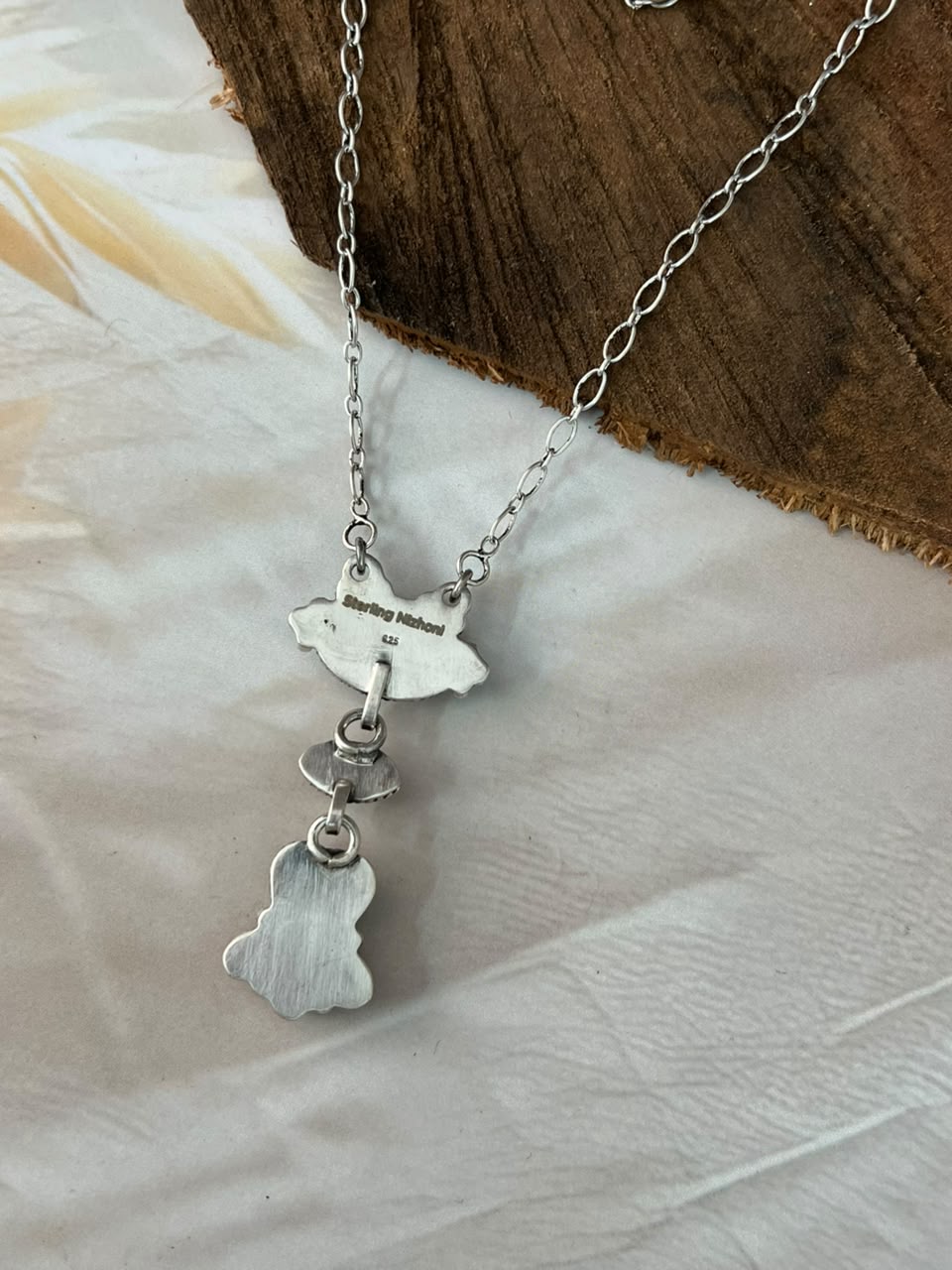Handmade Sterling Silver Carico Lake with Cotton Candy and Palomino Turquoise Necklace Signed Nizhoni