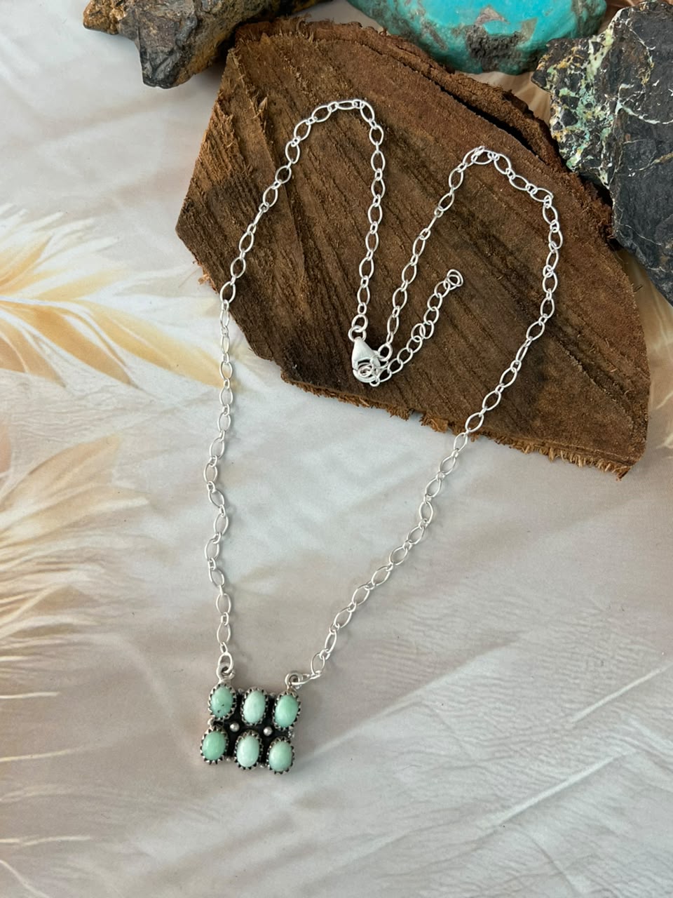 Handmade Sterling Silver Paloma Turquoise Necklace Signed Nizhoni