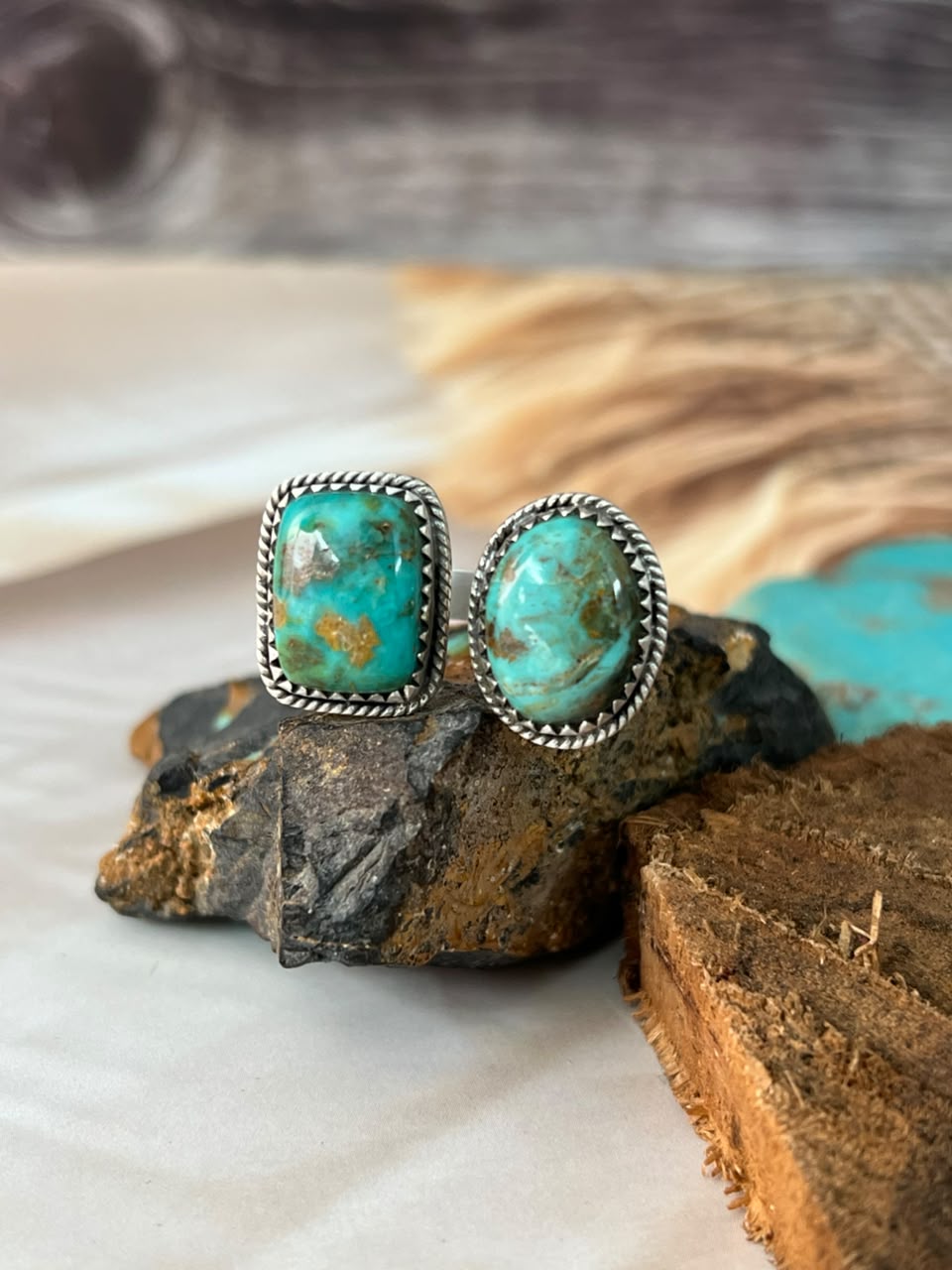 Handmade Sterling Silver Sonoran Turquoise Collection: Adjustable Ring Signed Nizhoni