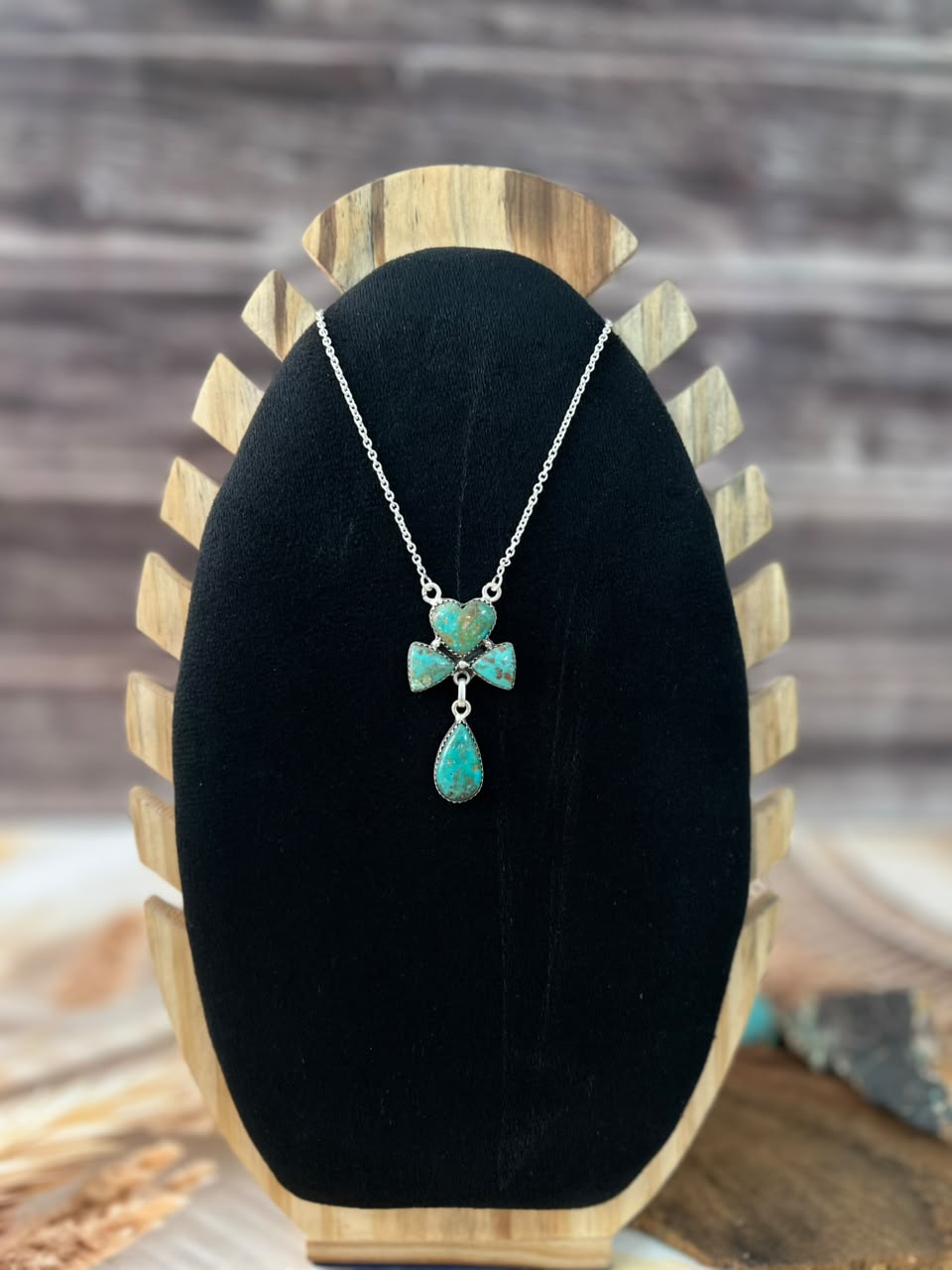 Handmade Sterling Silver Sonoran Turquoise Collection: Necklace Signed Nizhoni