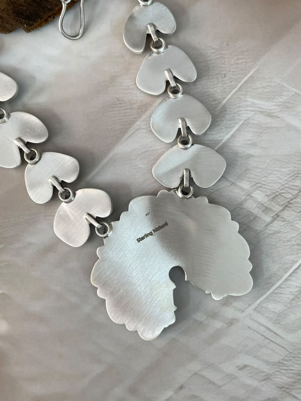 Handmade Sterling Silver Sonoran Turquoise Collection: Naja Necklace Signed Nizhoni