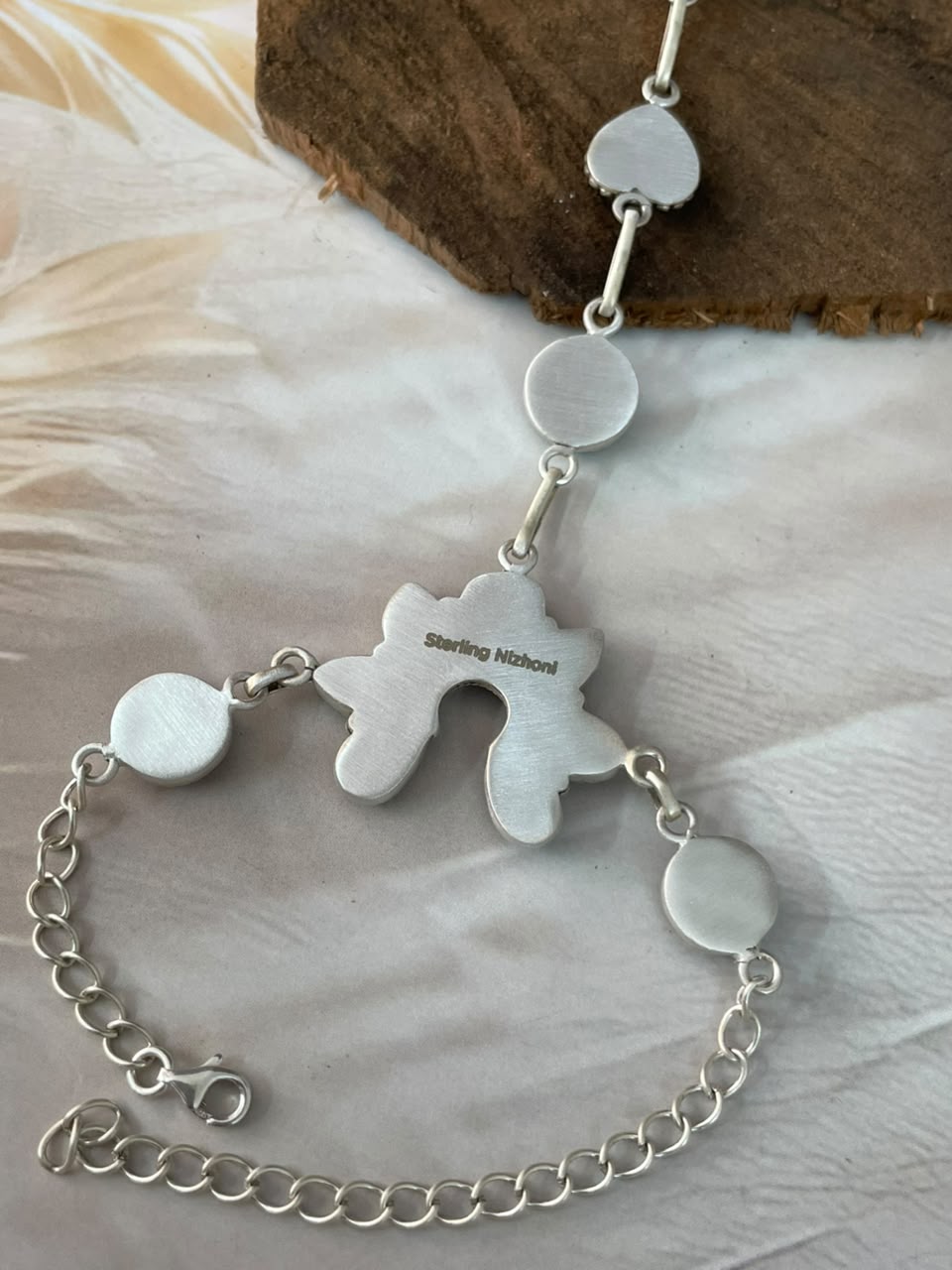 Handmade Sterling Silver Sonoran Turquoise Collection: Hand Harness Signed Nizhoni