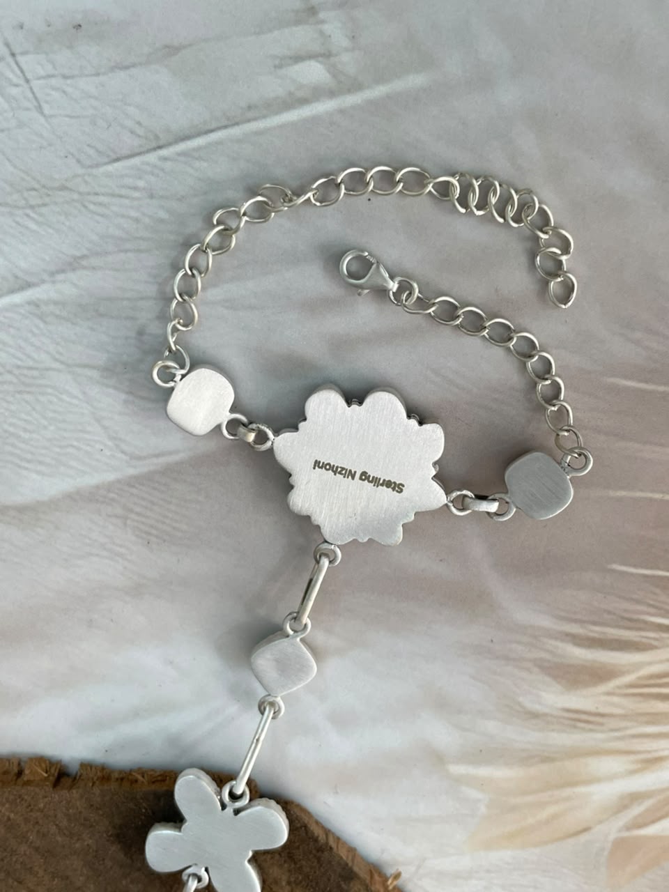 Handmade Sterling Silver Sonoran Turquoise Collection: Hand Harness Signed Nizhoni